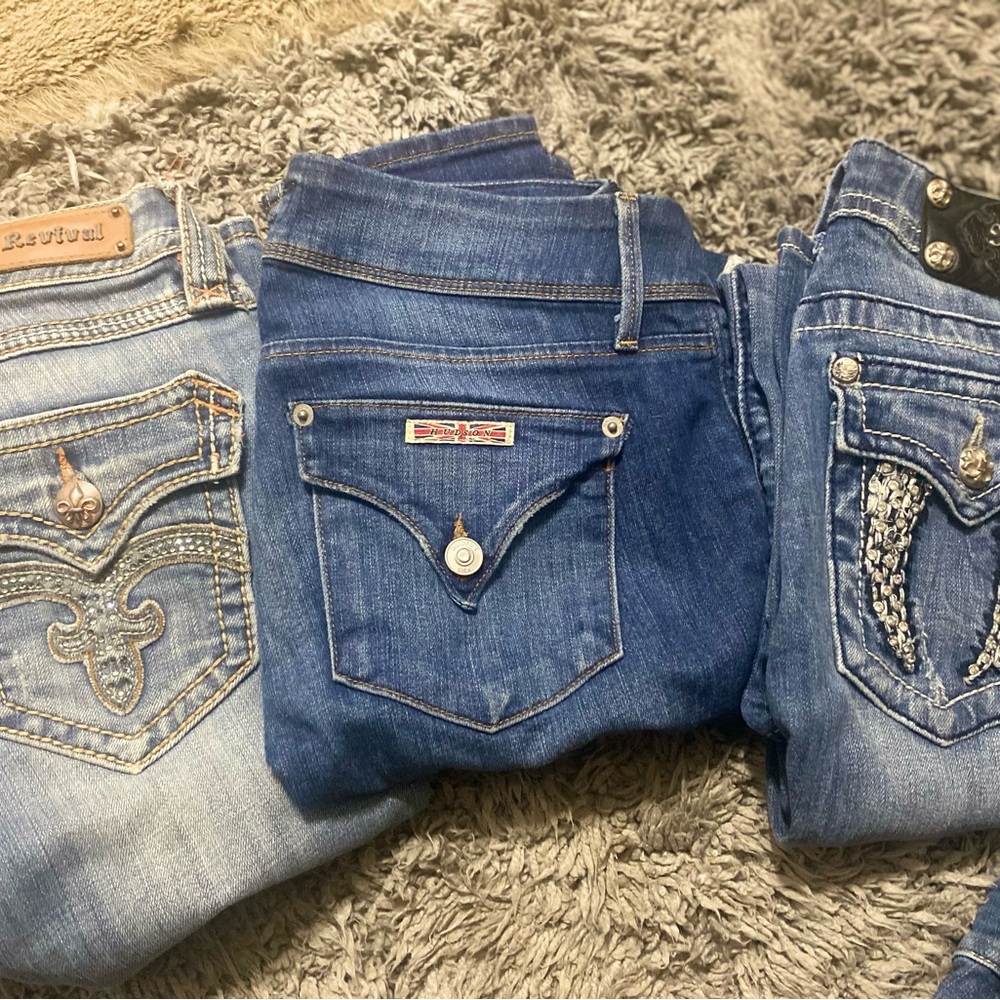 Rock Revival Dark and Light Blue Jeans